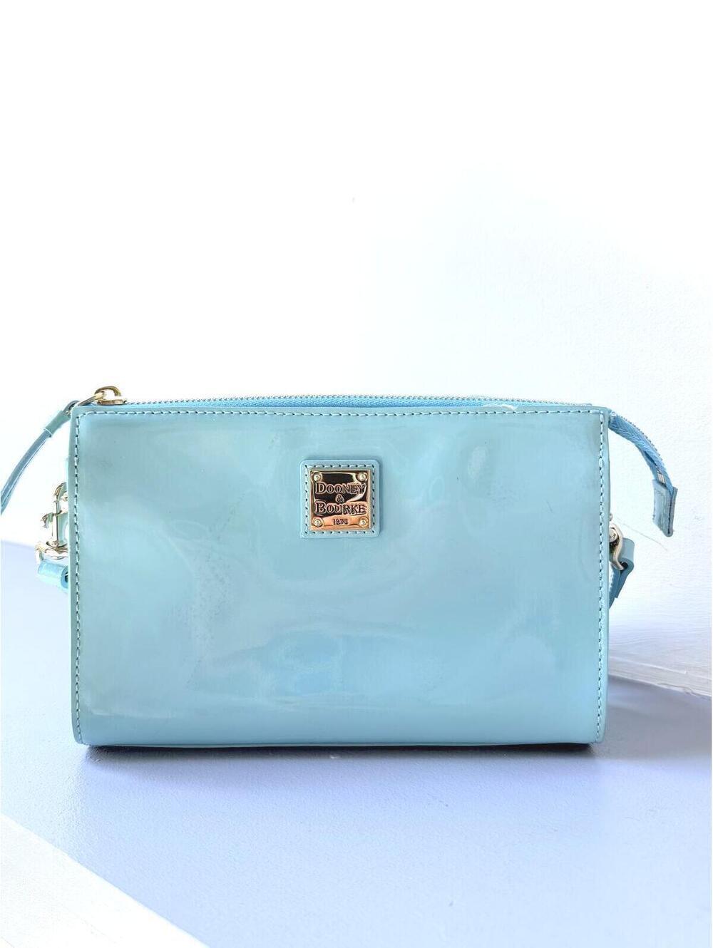 VTG Dooney & Bourke Sea Glass Blue Patent Leather Crossbody - Picture 10 of 10